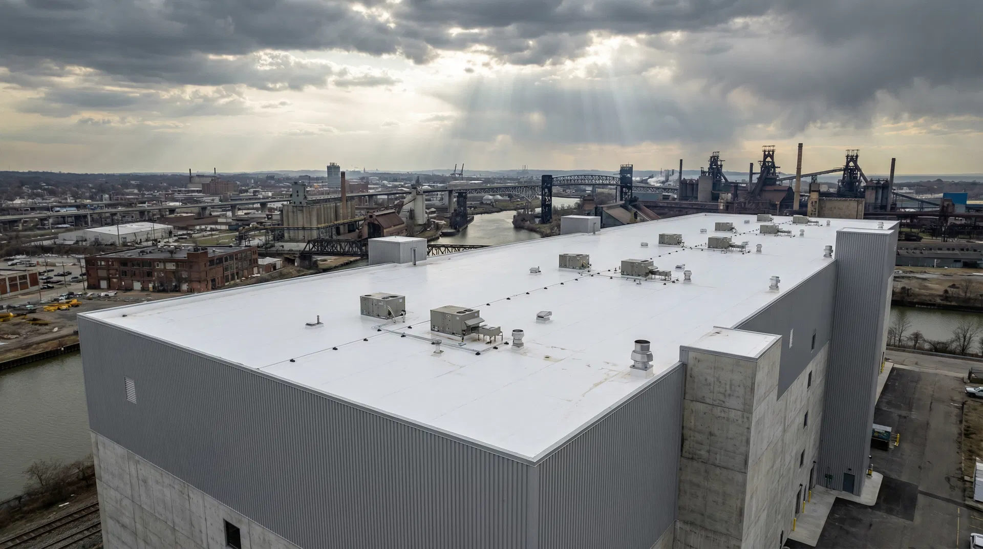 Commercial TPO roofing installation in Cleveland Ohio